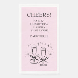 Hand Drawn Doodle Bridal Shower Pink Napkin