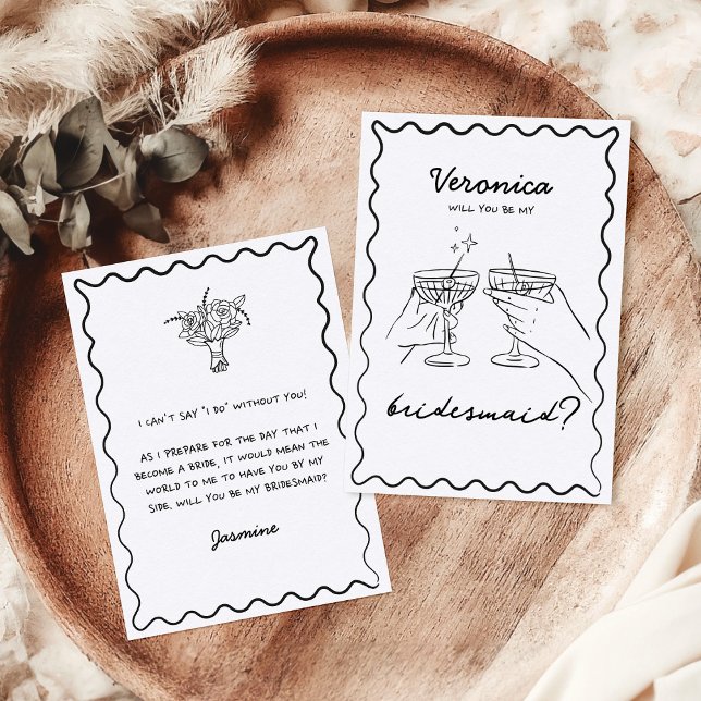 Hand Drawn Doodle Bridesmaid Proposal Card (Creator Uploaded)