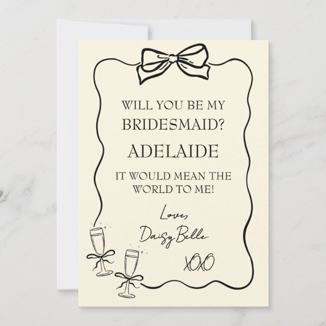 Hand Drawn Doodle Bridesmaid Proposal Yellow  Invitation (Front)