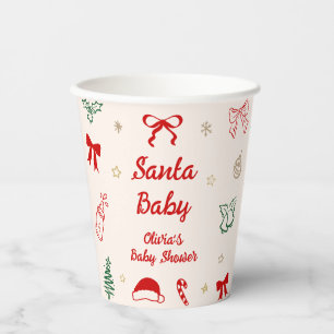 Hand Drawn Doodle Christmas Santa Baby Shower  Paper Cups