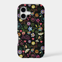 Hand Drawn Doodle Colourful Floral seamless patter