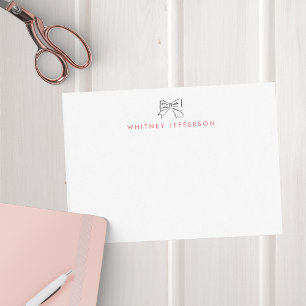 Hand Drawn Doodle Coquette Bow Pink Personalised Card