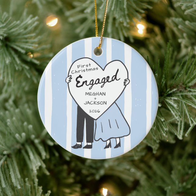 Hand Drawn Doodle Engaged  Ceramic Ornament (Tree)