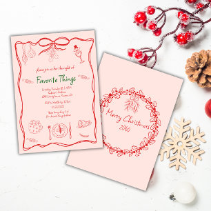 Hand Drawn Doodle Favorite Things Christmas Party Invitation