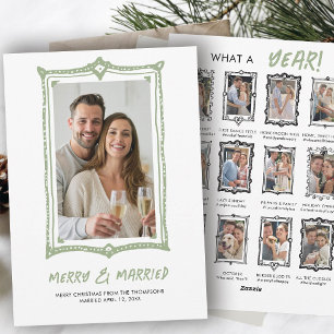 Hand Drawn Doodle Frames First Christmas Married Holiday Card