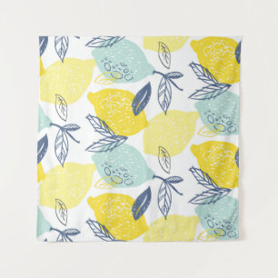 Hand drawn doodle lemonade seamless pattern tapestry
