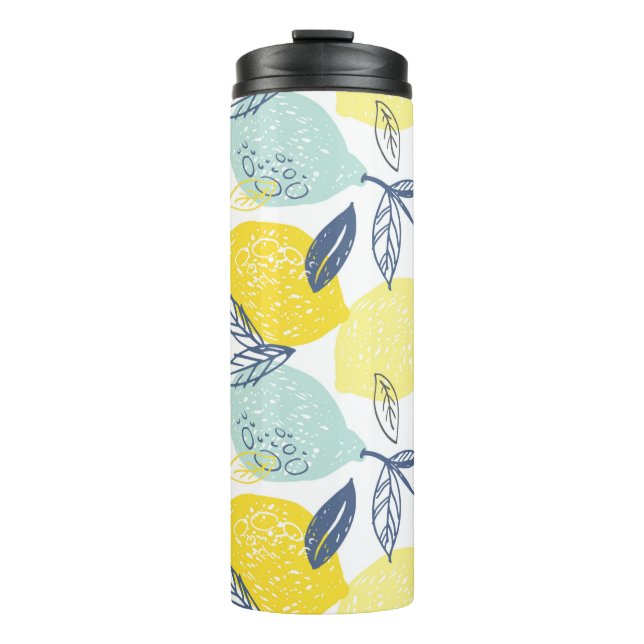 Hand drawn doodle lemonade seamless pattern thermal tumbler (Front)