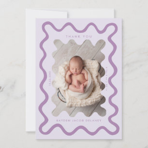 Hand Drawn Doodle Line Lilac Birth Announcement