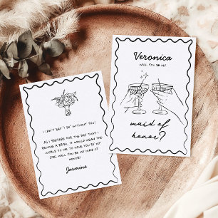 Hand Drawn Doodle Maid of Honour Proposal Card