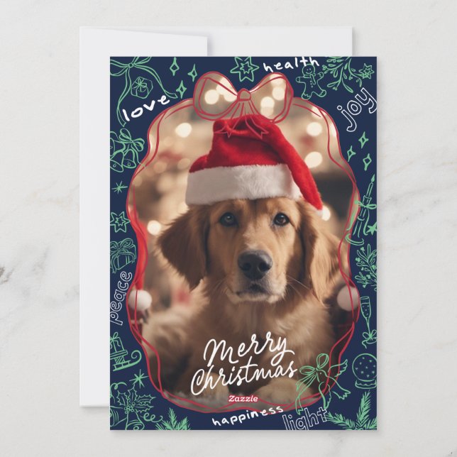 Hand Drawn Doodle Merry Christmas Card (Back)