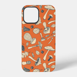 Hand drawn doodle mushroom Vintage seamless patter iPhone 12 Case