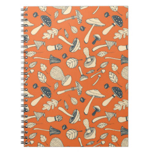 Hand drawn doodle mushroom Vintage seamless patter Notebook