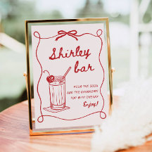 Hand Drawn Doodle Shirley Temple Bar Sign Print