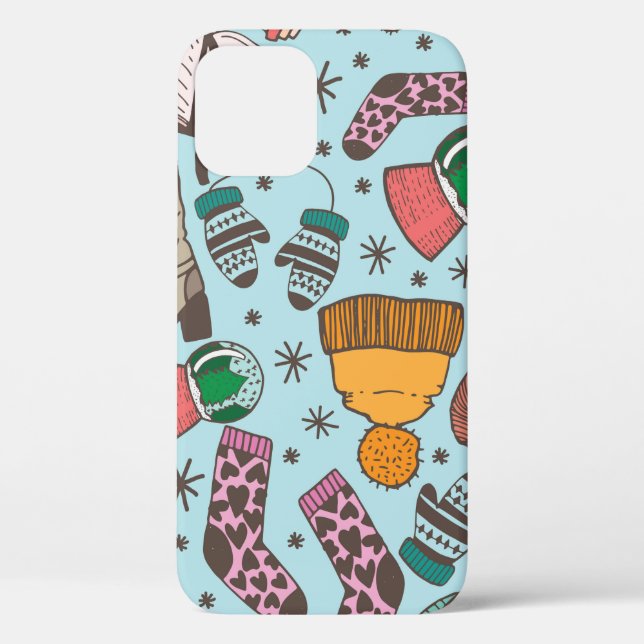 Hand drawn doodle sketch seamless pattern. Winter  Case-Mate iPhone Case (Back)