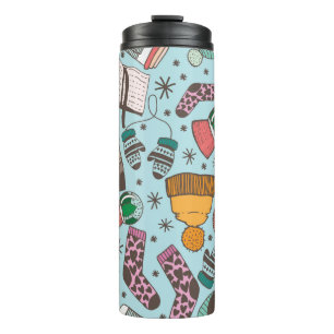 Hand drawn doodle sketch seamless pattern. Winter Thermal Tumbler