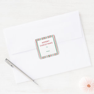 Hand Drawn Doodle Stripes Christmas To & From Square Sticker