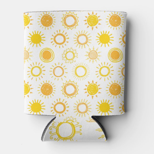 Hand Drawn Doodle Suns Pattern Can Cooler (Front)