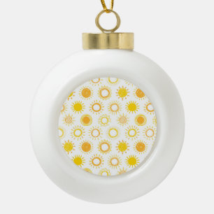 Hand Drawn Doodle Suns Pattern Ceramic Ball Christmas Ornament