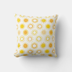 Hand Drawn Doodle Suns Pattern Cushion
