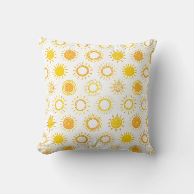 Hand Drawn Doodle Suns Pattern Cushion (Front)