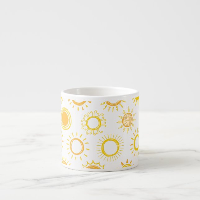 Hand Drawn Doodle Suns Pattern Espresso Cup (Front)