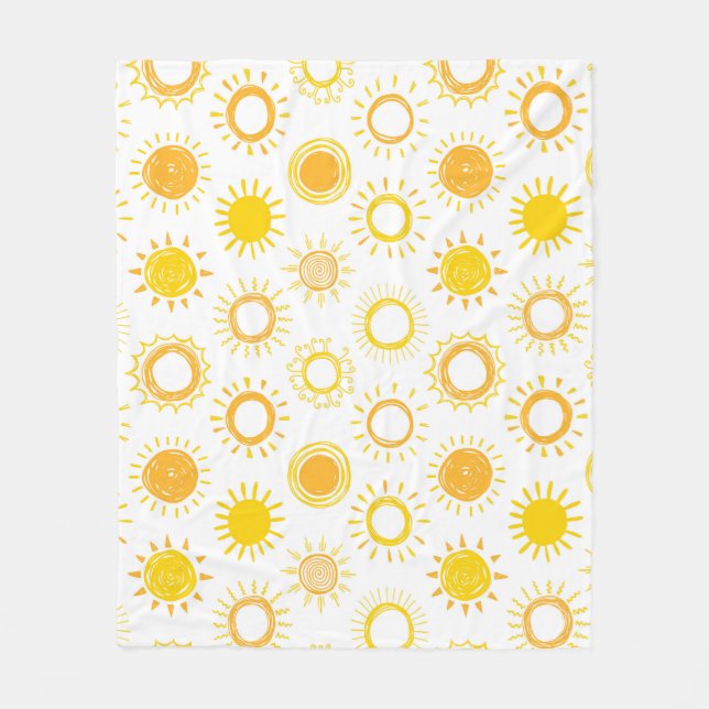 Hand Drawn Doodle Suns Pattern Fleece Blanket (Front)