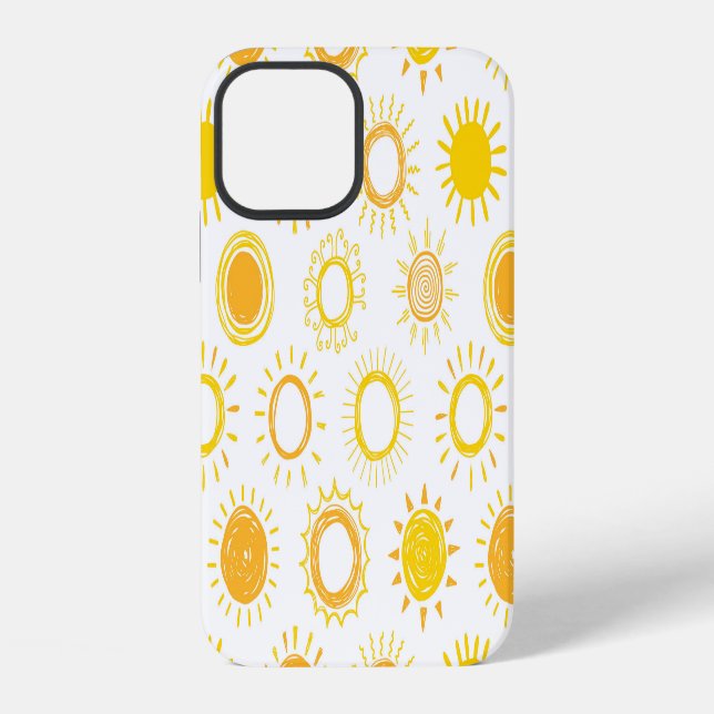 Hand Drawn Doodle Suns Pattern iPhone Case (Back)