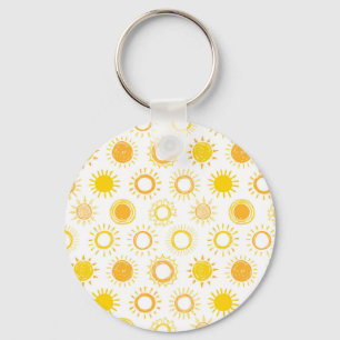 Hand Drawn Doodle Suns Pattern Key Ring