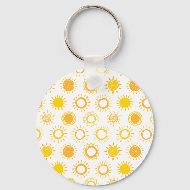 Hand Drawn Doodle Suns Pattern Key Ring (Front)