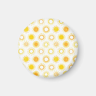 Hand Drawn Doodle Suns Pattern Magnet