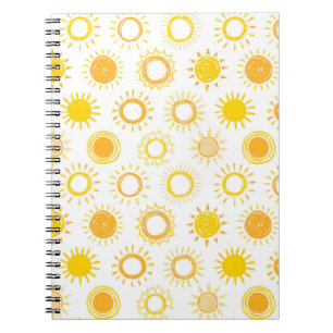 Hand Drawn Doodle Suns Pattern Notebook