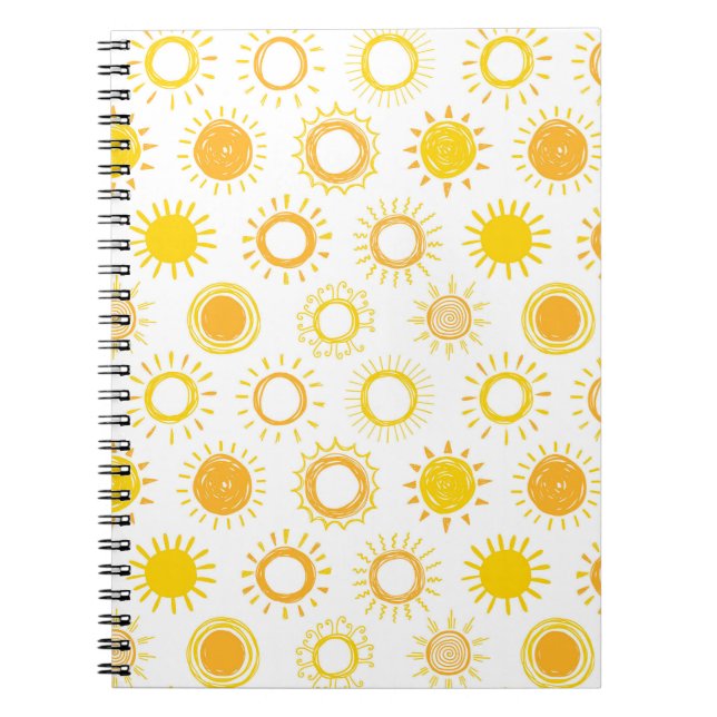 Hand Drawn Doodle Suns Pattern Notebook (Front)
