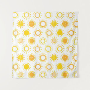 Hand Drawn Doodle Suns Pattern Tapestry