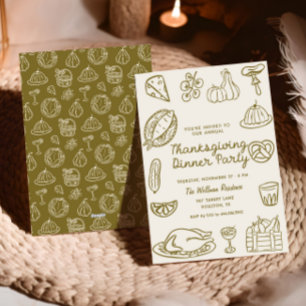 Hand Drawn Doodle Thanksgiving Dinner Invite