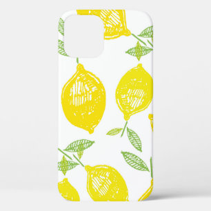 Hand drawn doodle tropical fruit pattern backgroun iPhone 12 case