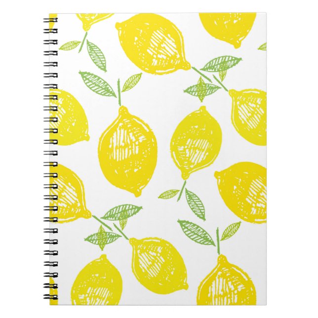 Hand drawn doodle tropical fruit pattern backgroun notebook (Front)