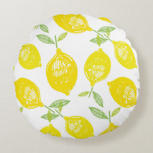 Hand drawn doodle tropical fruit pattern backgroun round cushion