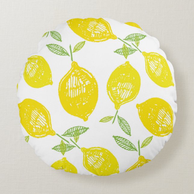Hand drawn doodle tropical fruit pattern backgroun round cushion (Front)