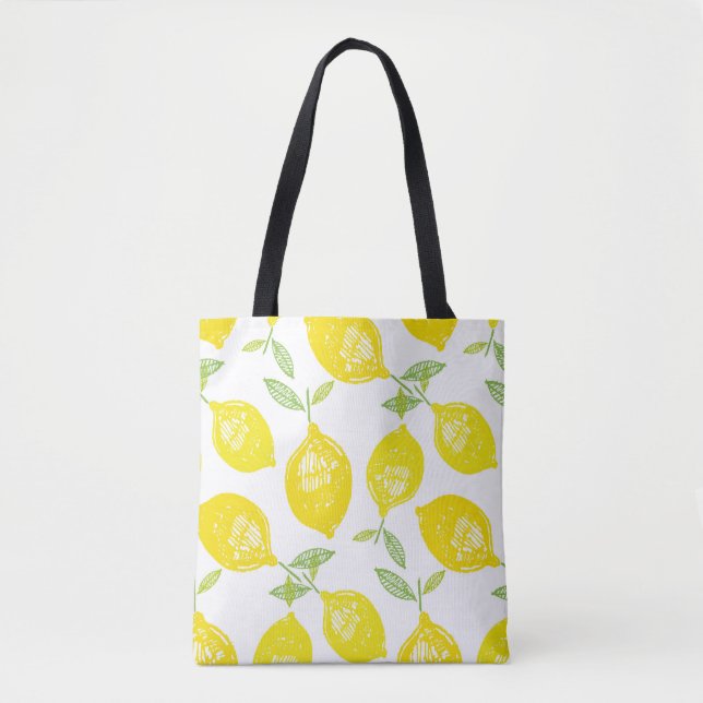 Hand drawn doodle tropical fruit pattern backgroun tote bag (Front)