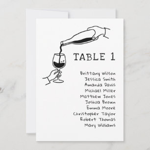 Hand Drawn Doodle Wine Wedding Seating Chart Invitation