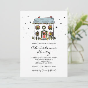 Hand-Drawn Doodles Annual Christmas Party Invitation
