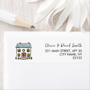 Hand-Drawn Doodles Festive Home Return Address Label