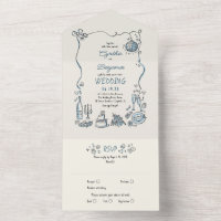 Hand Drawn Doodles Funky Quirky Modern Wedding