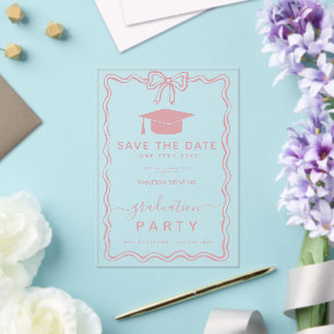 Hand Drawn Doodles Graduation Save the Date  Acrylic Invitations