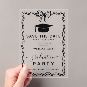 Hand Drawn Doodles Graduation Save the Date  Acrylic Invitations
