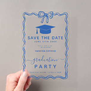 Hand Drawn Doodles Graduation Save the Date Acrylic Invitations