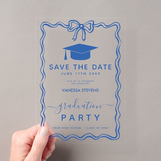 Hand Drawn Doodles Graduation Save the Date  Acrylic Invitations (Insitu (Handheld))