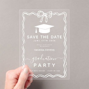 Hand Drawn Doodles Graduation Save the Date  Acrylic Invitations