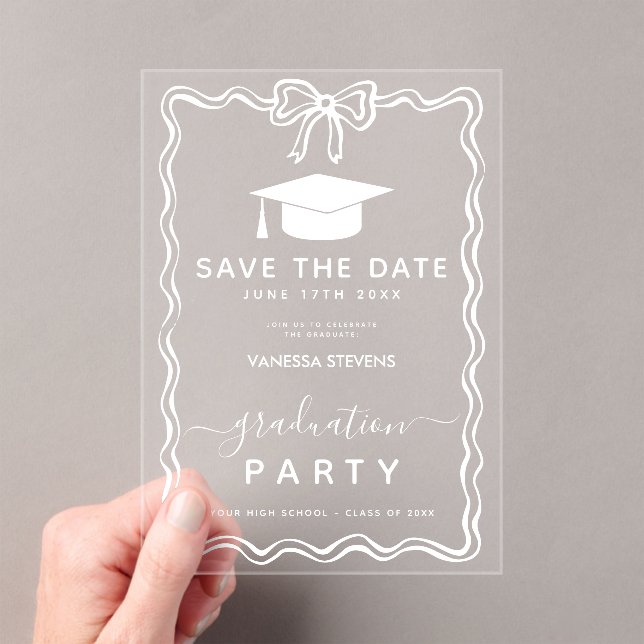 Hand Drawn Doodles Graduation Save the Date  Acrylic Invitations (Insitu (Handheld))
