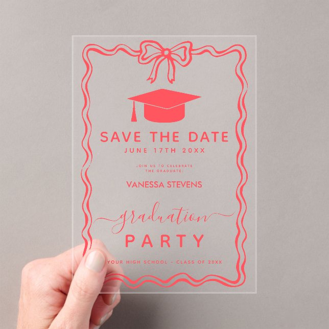 Hand Drawn Doodles Graduation Save the Date  Acrylic Invitations (Insitu (Handheld))